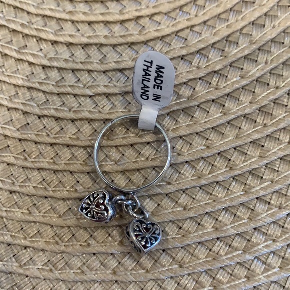 925 silver ring with pink and red stones in heart shapes size 3 - Picture 6 of 7